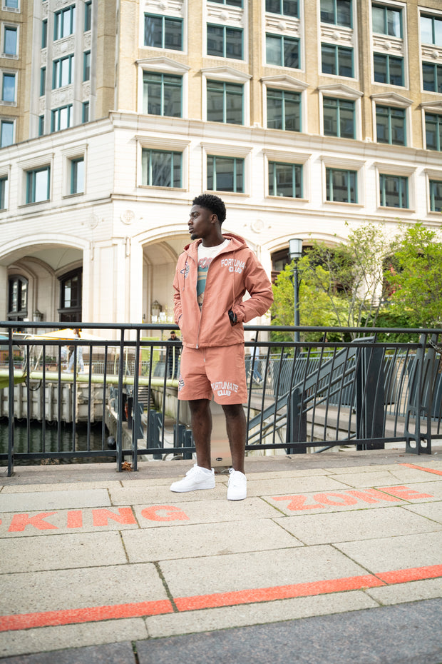 Windbreaker Salmon Pink Shorts Set - Fortunate Club