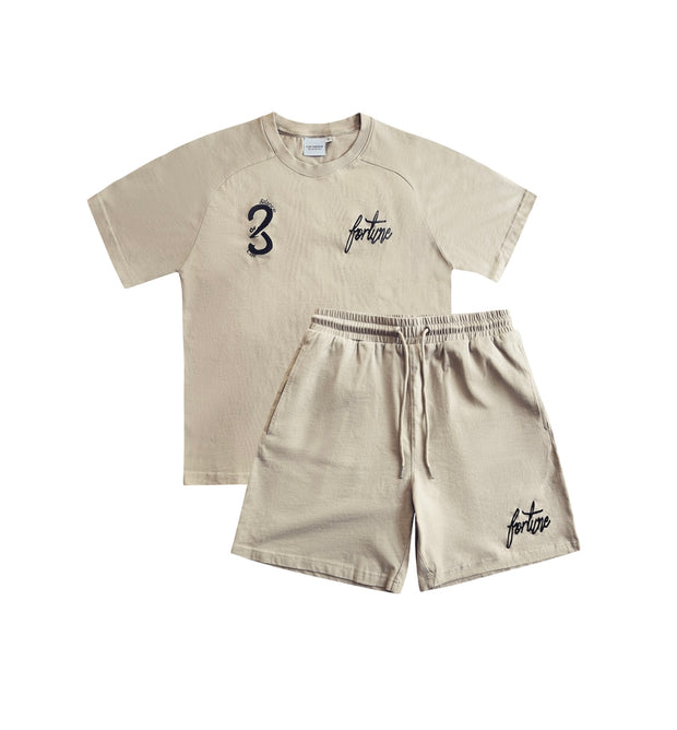 HHN Relaxed Tee and Shorts (Black and Beige)
